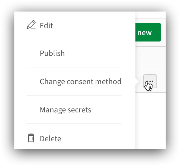 OAuth 2 extended properties menu